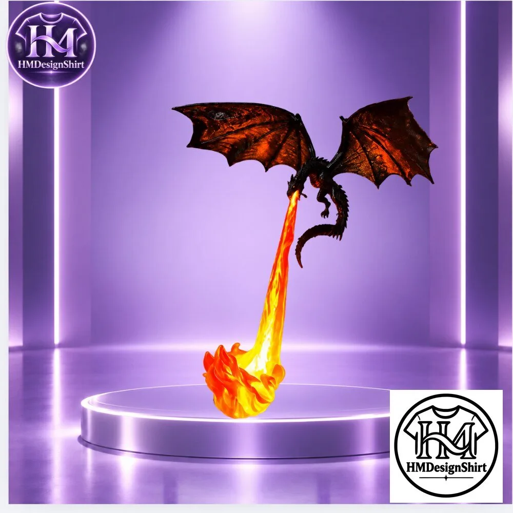 Flying Dragon Breathing Fire LED Light Statue 2026