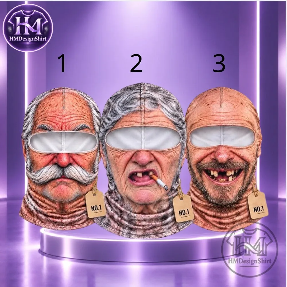 Funny Old Man and Woman Prank Face Balaclava Ski Mask 2026