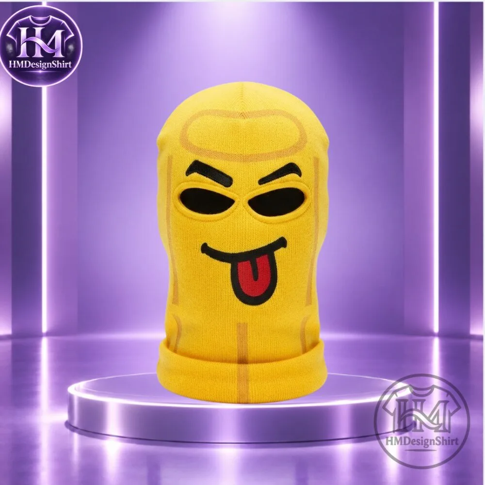 Funny Yellow Emoji Tongue Out Ski Mask Balaclava 2026