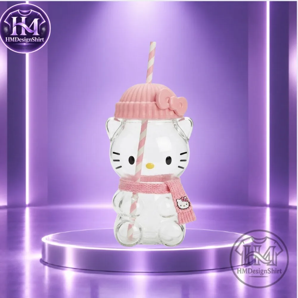 Hello Kitty Pink Winter Beanie Scarf Glass Tumbler 2026