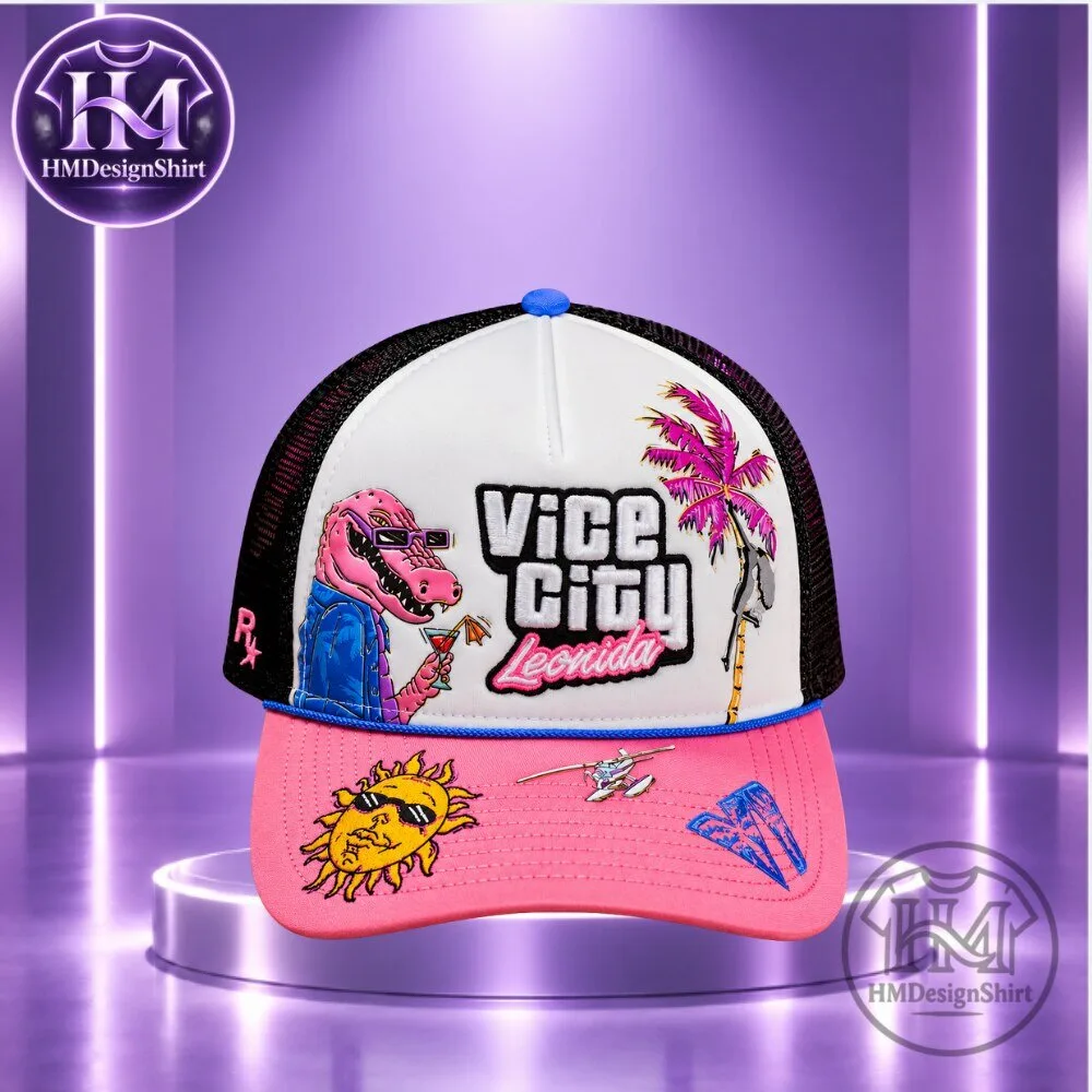 Vice City Leonida Pink Alligator Beach Graphic Hat