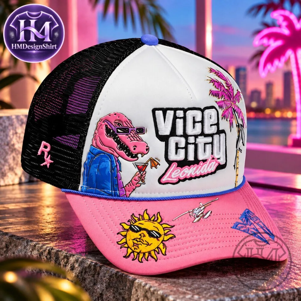 Vice City Leonida Pink Alligator Beach Graphic Hat 13 Vice City Leonida Pink Alligator Beach Graphic Hat