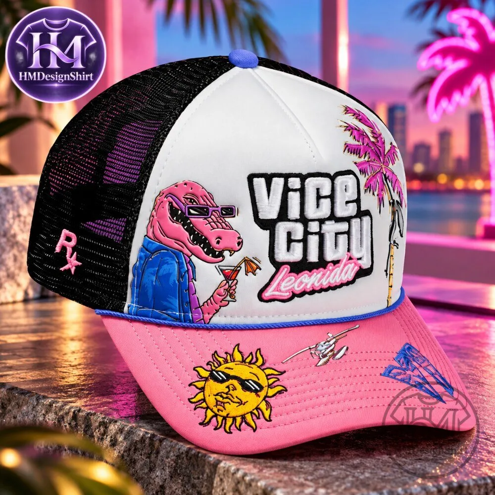 Vice City Leonida Pink Alligator Beach Graphic Hat 14 Vice City Leonida Pink Alligator Beach Graphic Hat