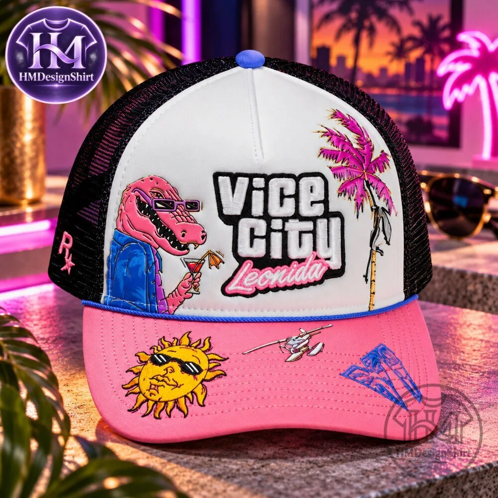Vice City Leonida Pink Alligator Beach Graphic Hat 15 Vice City Leonida Pink Alligator Beach Graphic Hat