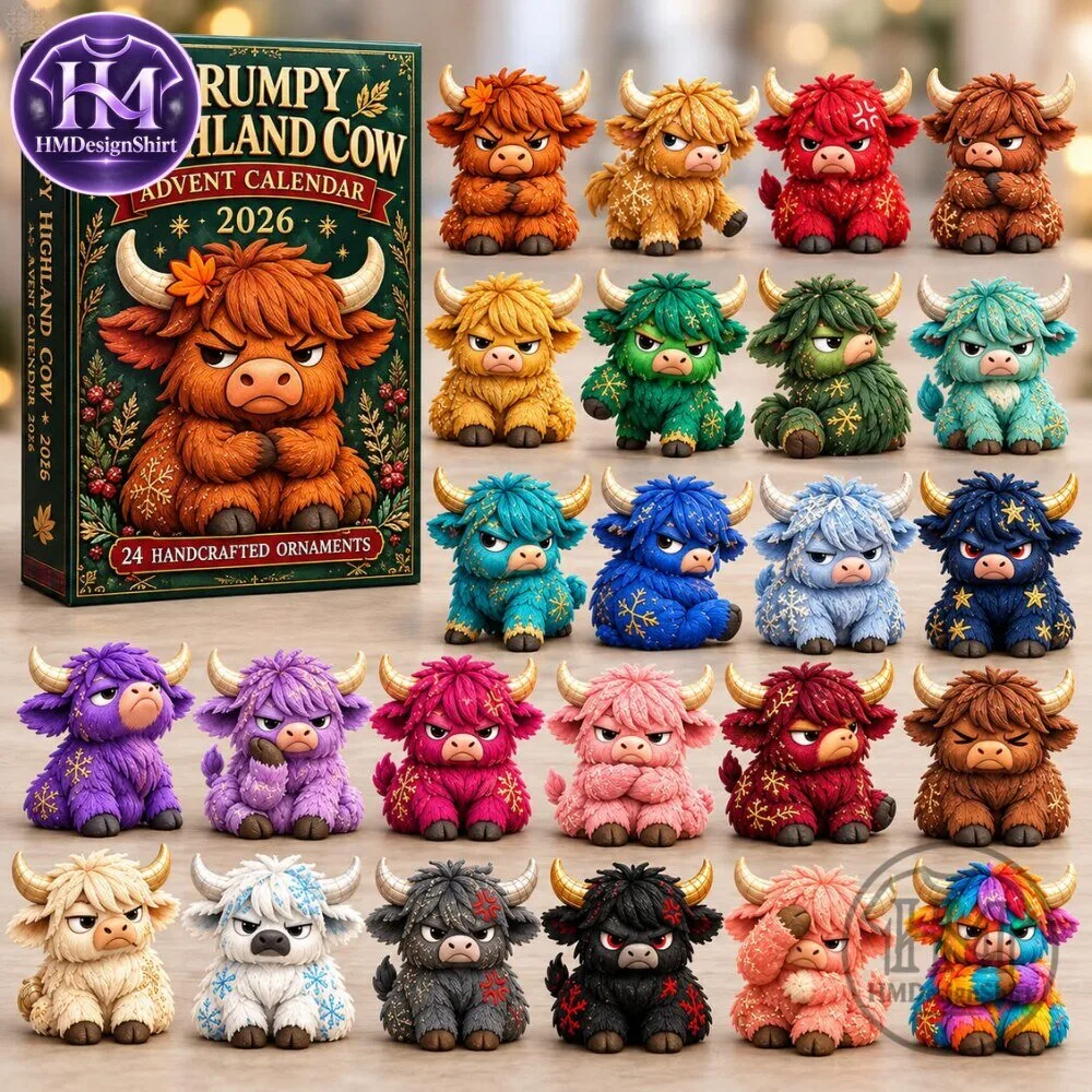 Grumpy Highland Cow 24 Handcrafted Ornaments Advent Calendar 2026 12 Grumpy Highland Cow 24 Handcrafted Ornaments Advent Calendar 2026