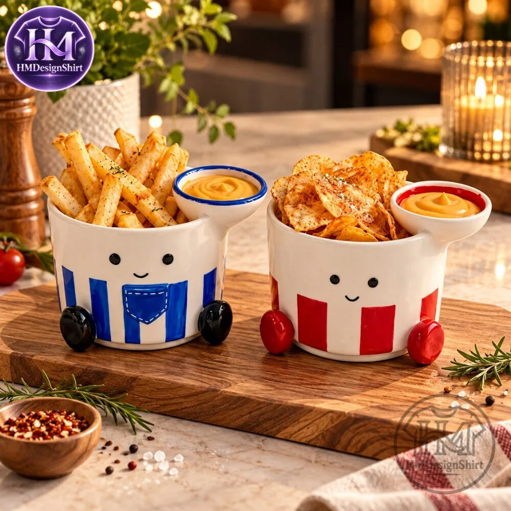 Cute Cartoon Ceramic Snack Bowl with Dip Compartment 2026 9 Cute Cartoon Ceramic Snack Bowl with Dip Compartment Set 2026