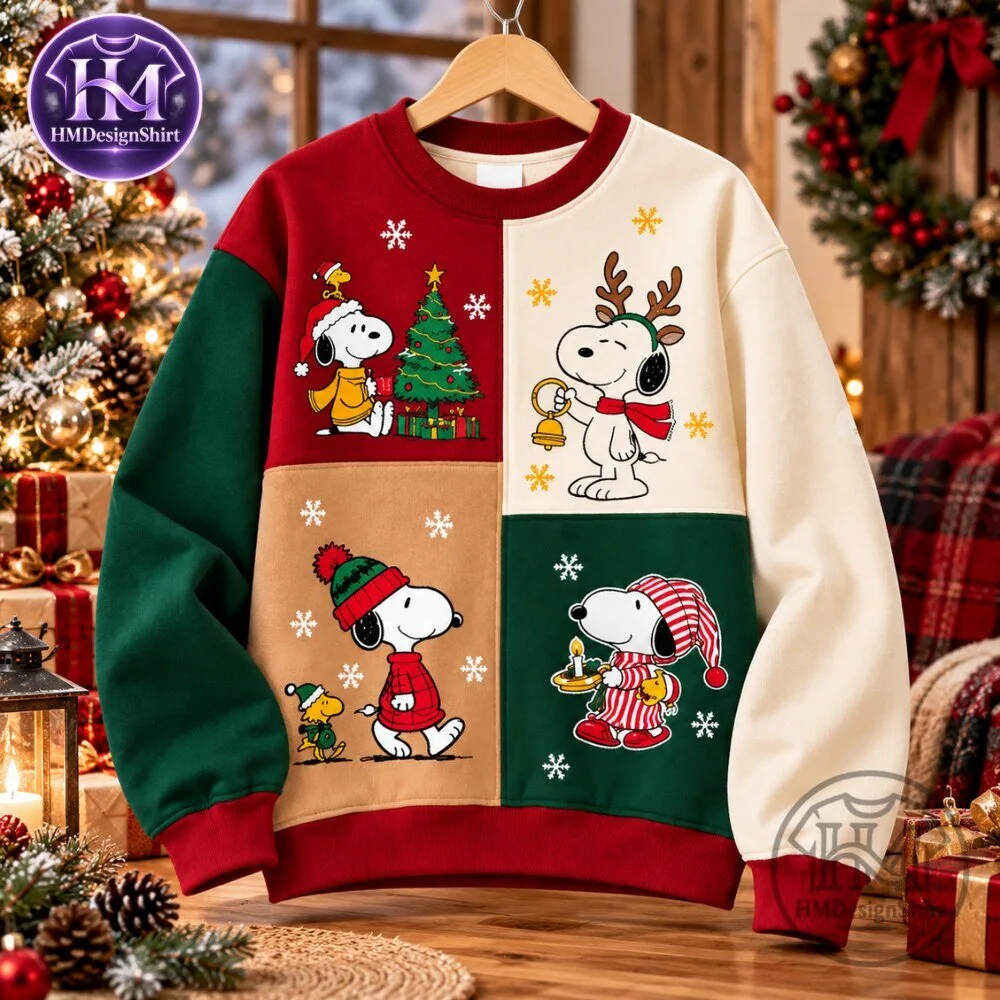 Peanuts Snoopy Christmas Patchwork Style Crewneck Sweatshirt 2026 10 Peanuts Snoopy Christmas Patchwork Style Crewneck Sweatshirt 2026