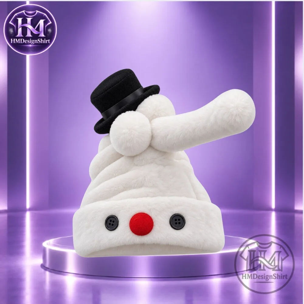 Snowman Moving Ear Phallic-shaped Plush Hat