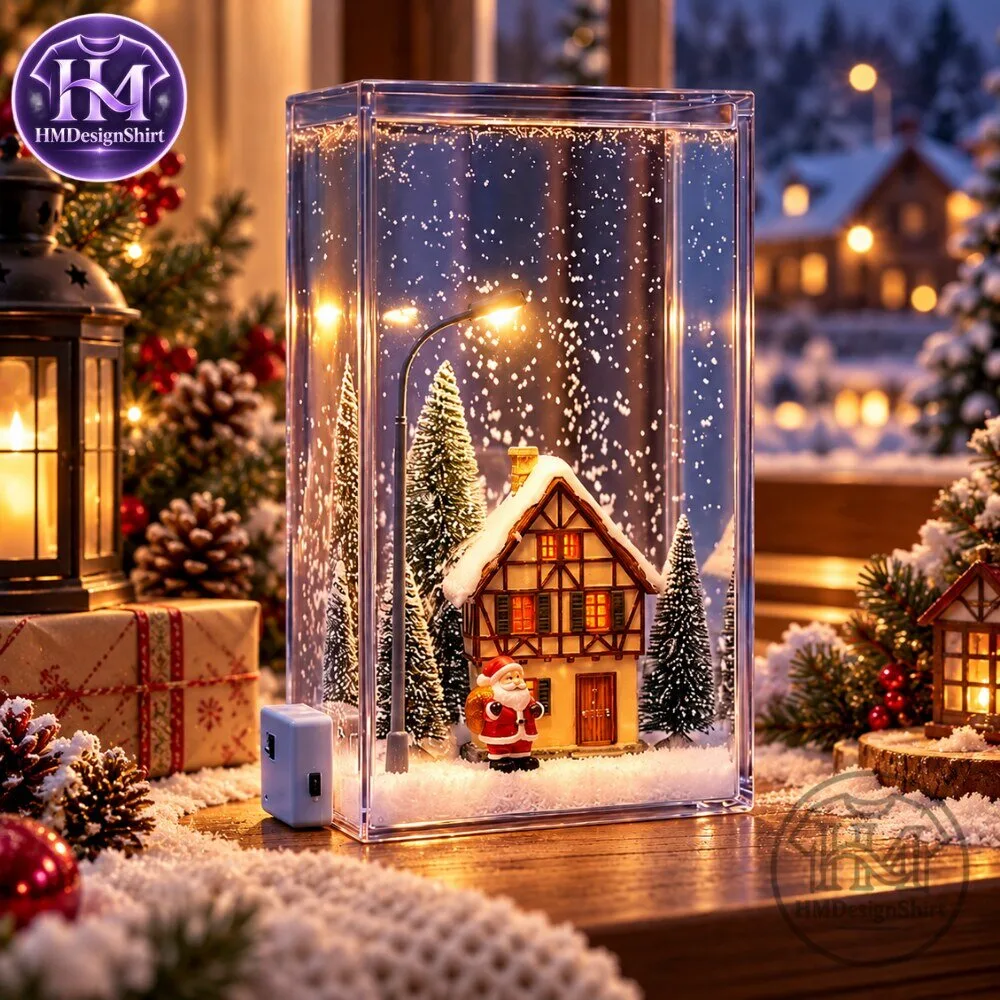 Lighted Clear Acrylic Christmas House Figurine Water Swirling Glitter Lantern 2026 11 Lighted Clear Acrylic Christmas House Figurine Water Swirling Glitter Lantern 2026