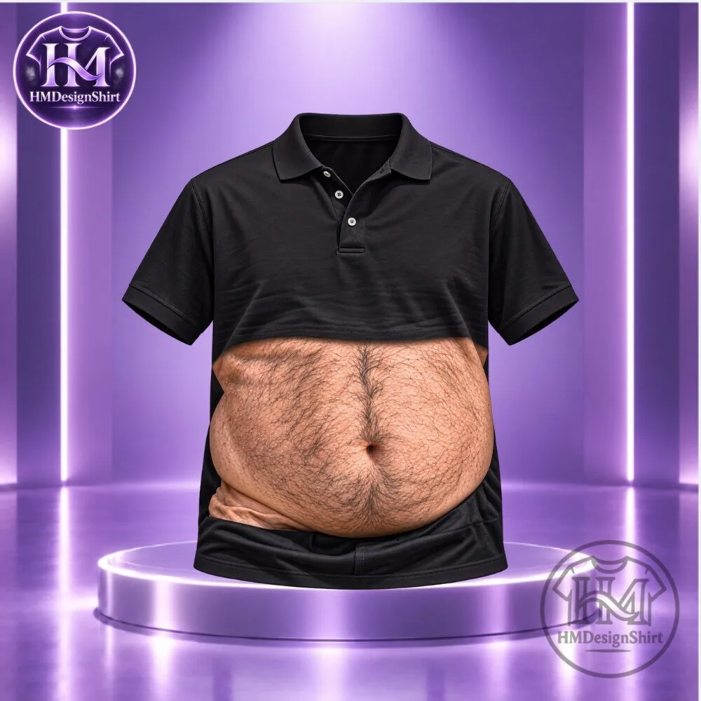 Funny Beer Belly Print Polo Shirt Also Known Dad Bod Illusion Polo 2026