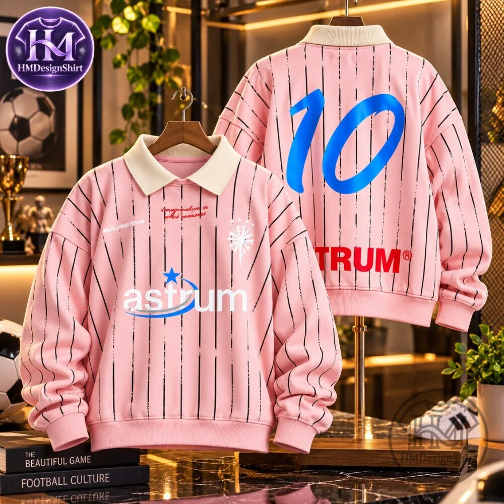 Astrum Imagination Football Top in Pink Pinstripe Collared Sweatshirt 2026 10 Astrum Imagination Football Top in Pink Pinstripe Collared Sweatshirt 2026