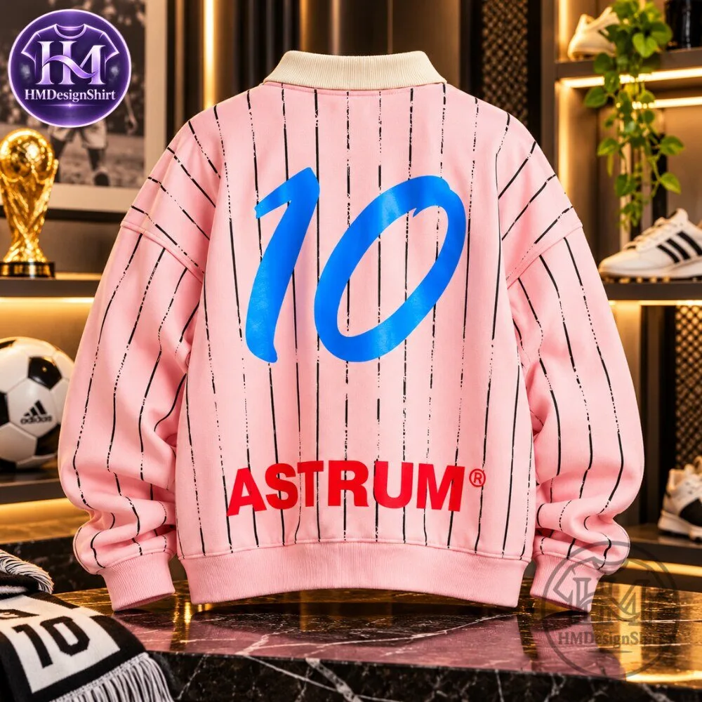 Astrum Imagination Football Top in Pink Pinstripe Collared Sweatshirt 2026 12 Astrum Imagination Football Top in Pink Pinstripe Collared Sweatshirt 2026