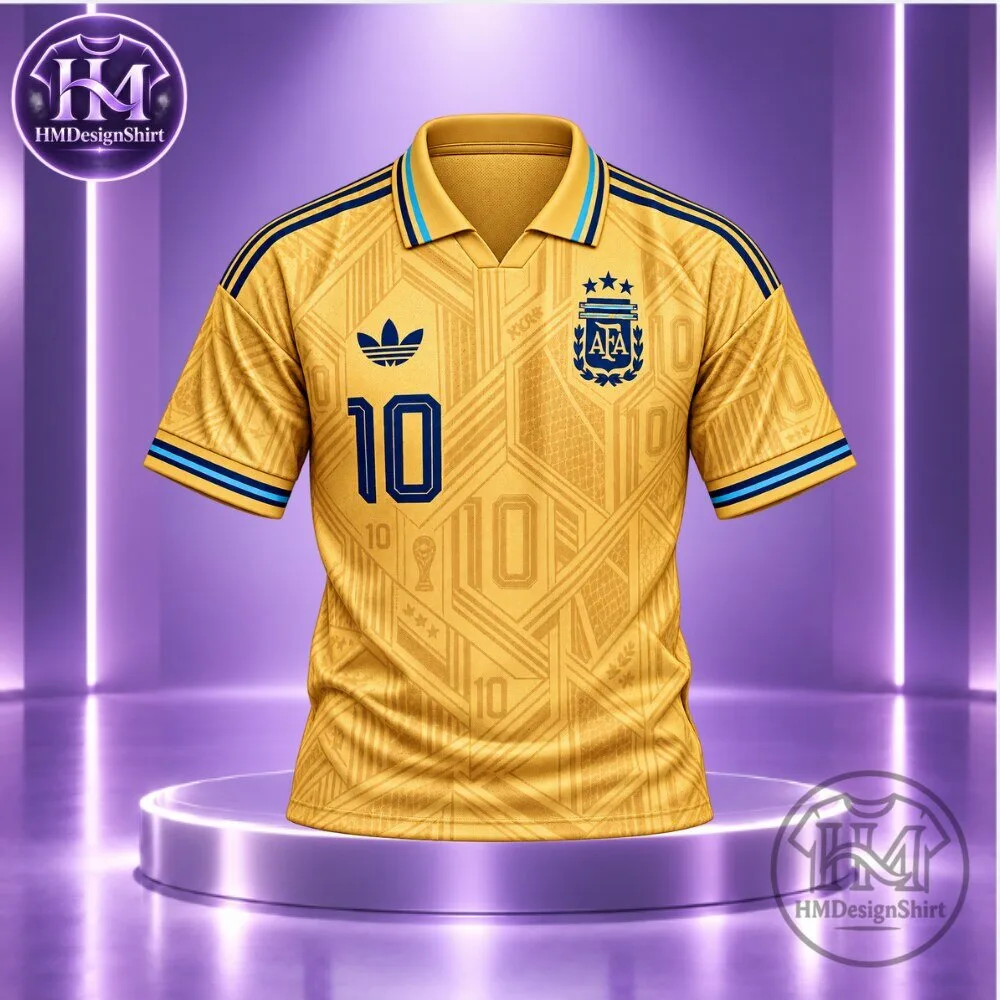 Argentina Messi 10 Coronados De Gloria Gold Baroque Concept Soccer Jersey 2026