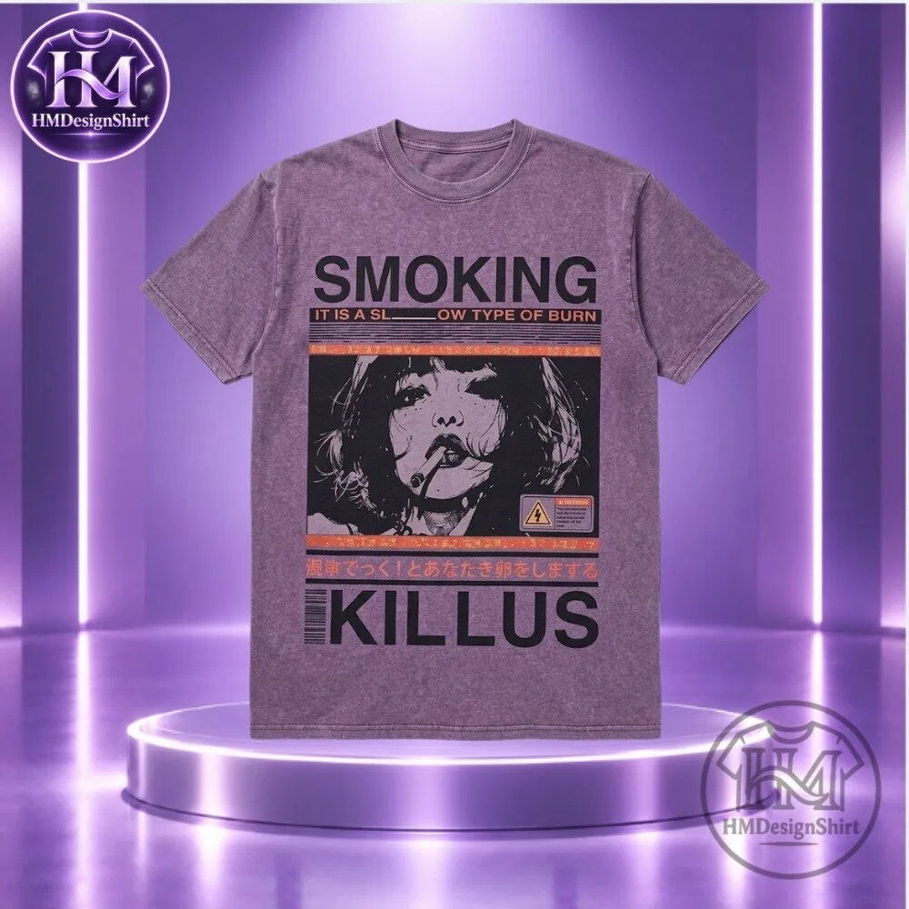 Smoking Kills Retro Manga T-Shirt 2026