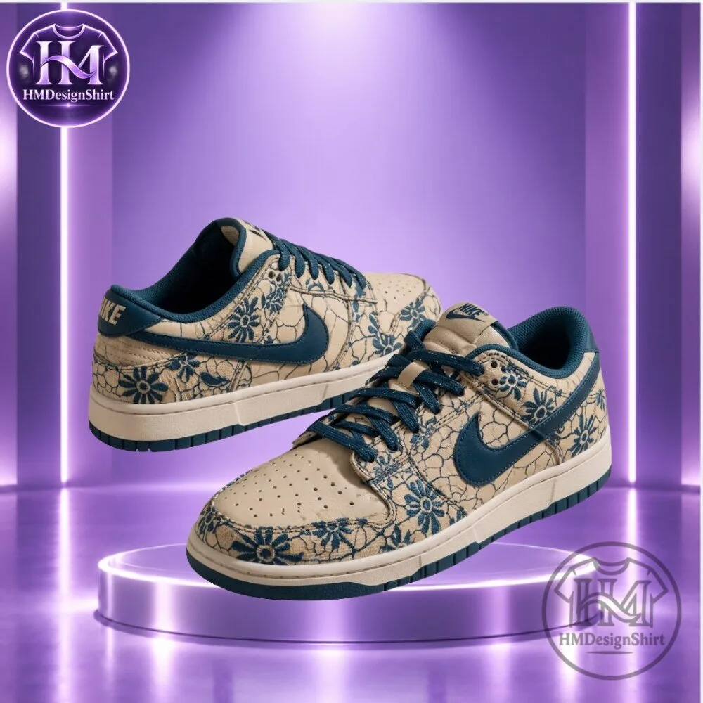 Nike Dunk Low Floral Lace Blue Tan Shoe 2026