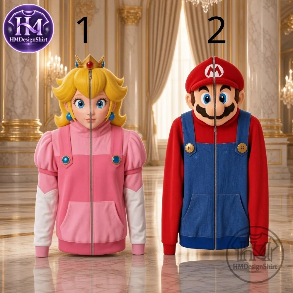 Super Mario Princess Peach and Mario Full Zip Costume Hoodies 2026 6 Super Mario Princess Peach and Mario Full Zip Costume Hoodies 2026