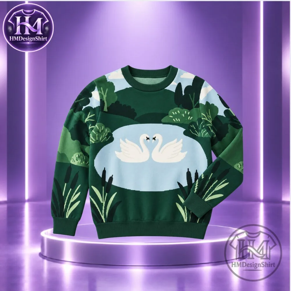 Vintage Swan Lake Pond Graphic Green Crewneck Sweatshirt 2026 4 Vintage Swan Lake Pond Graphic Green Crewneck Sweatshirt 2026