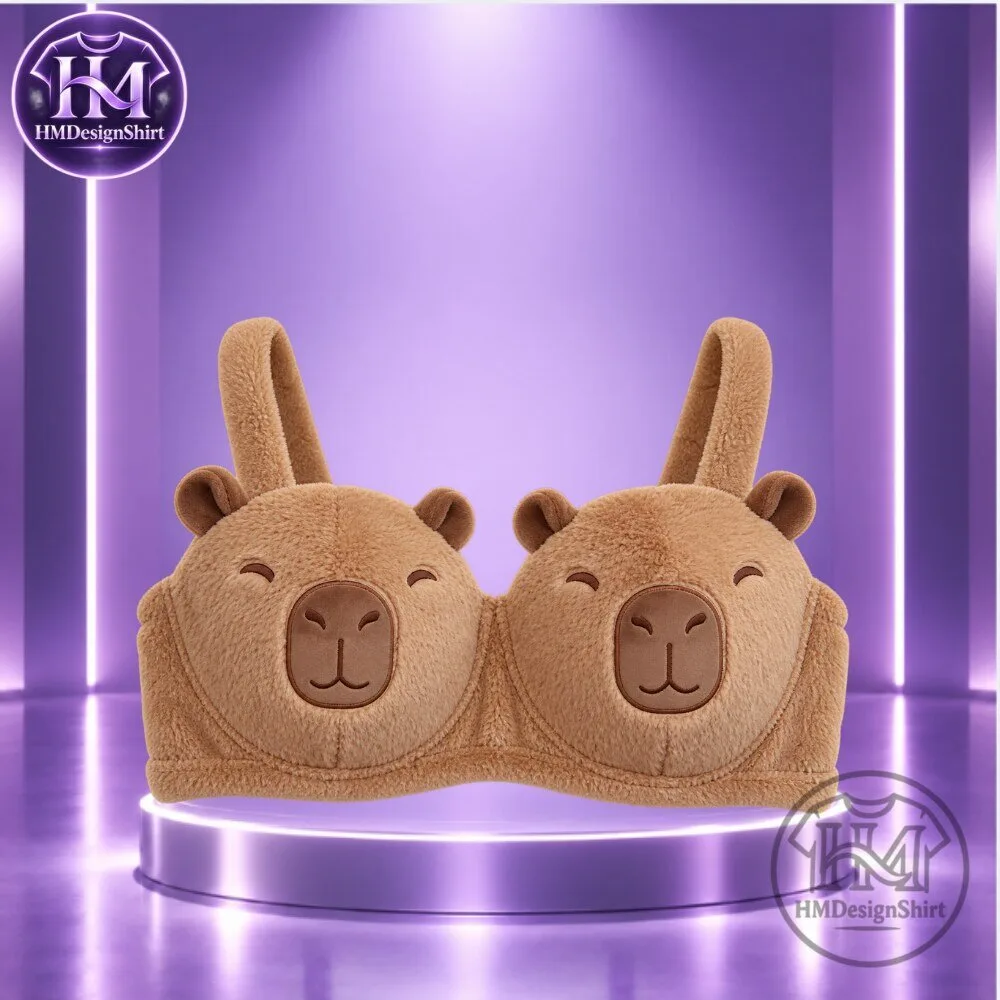 Cute Plush Capybara Face Plush Bralette Top 2026