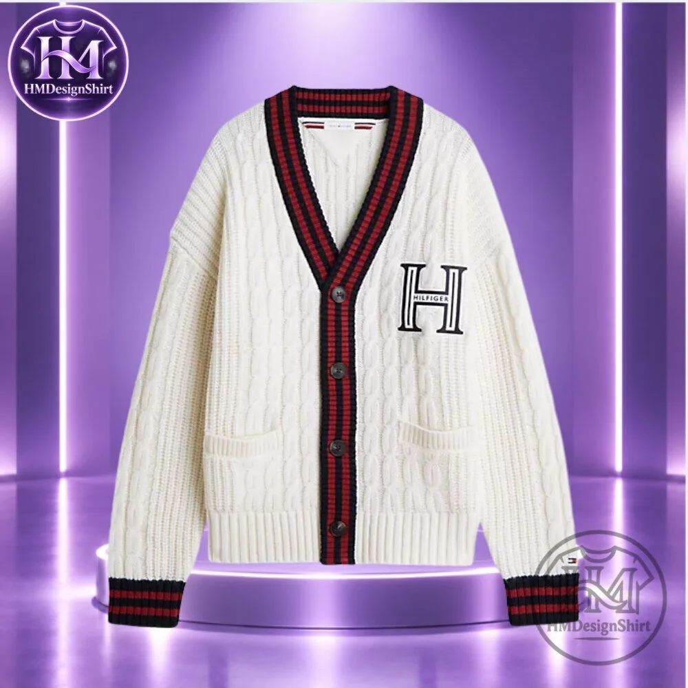 Tommy Hilfiger Cable Wool Blend Letterman Cardigan 2026