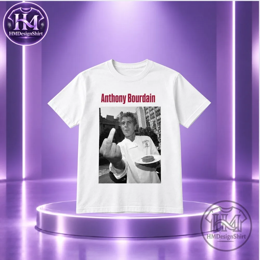 Bourdain Middle Finger Photo Graphic T-Shirt 2026