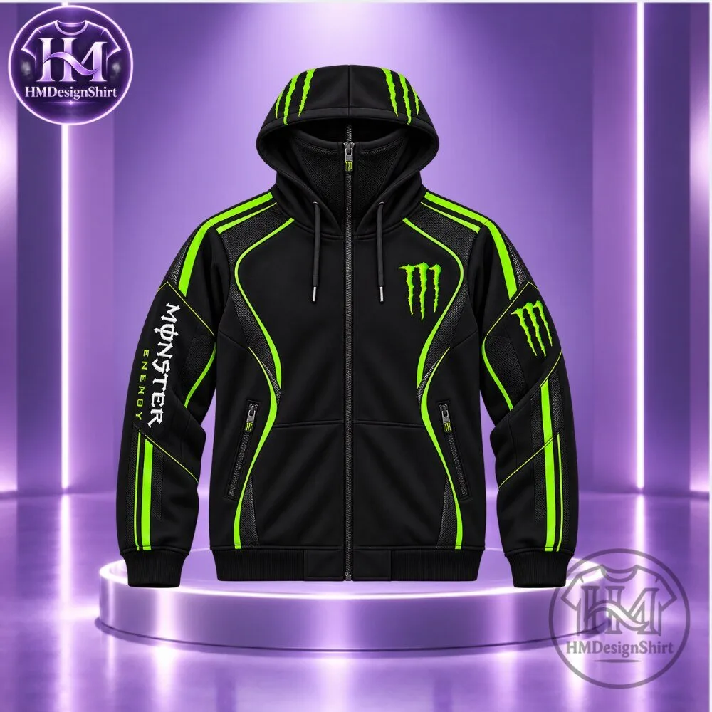 Monster Energy Black Green Claw Graphic High Neck Zip Hoodie 2026